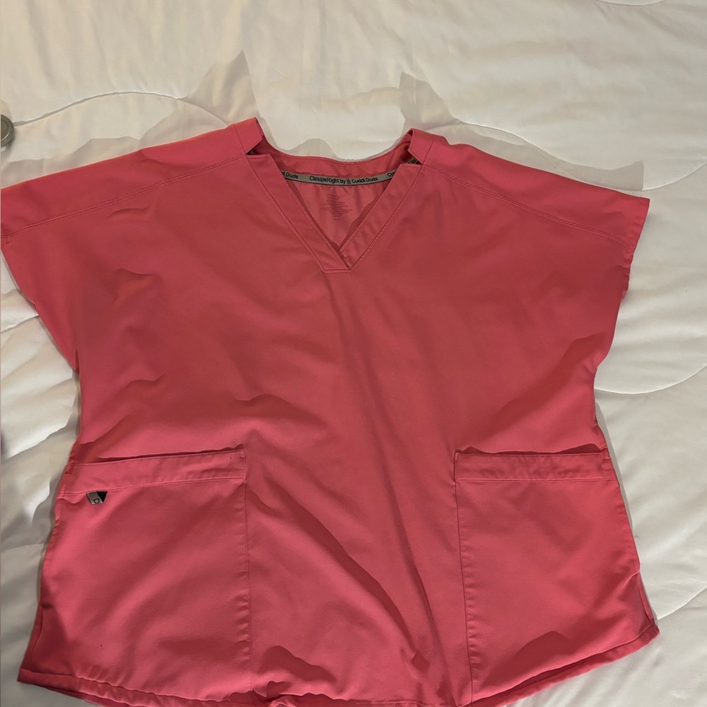Women's Pink V-Neck Scrub Top. TOP ONLY
